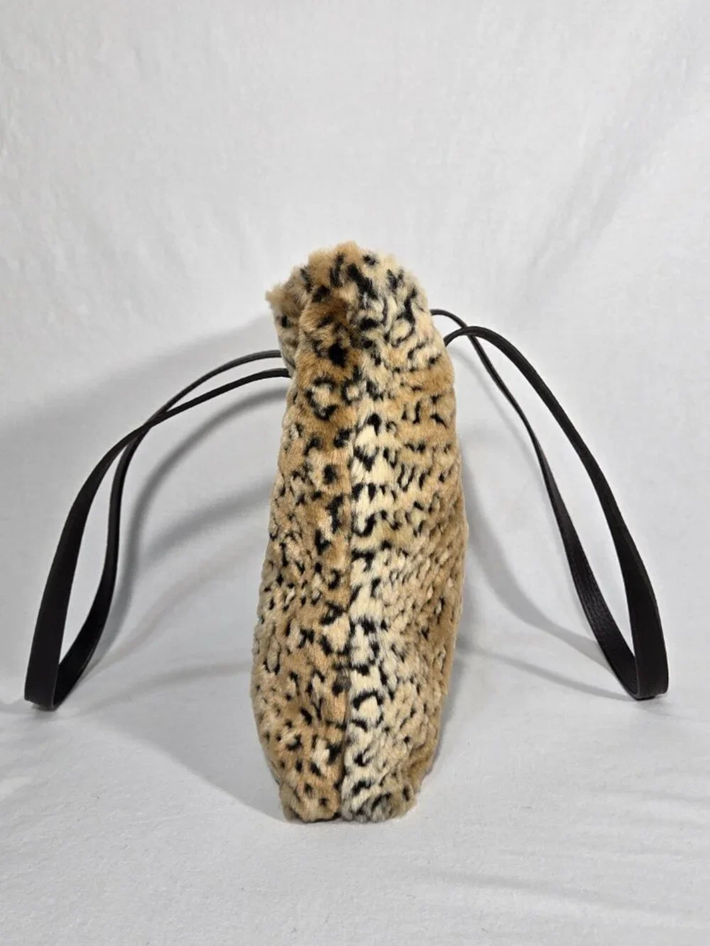 U.S.A Vintage Y2K Mob-Wife Animal Print Faux Fur Leather Strap TOTE BAG + 2 Pcs.