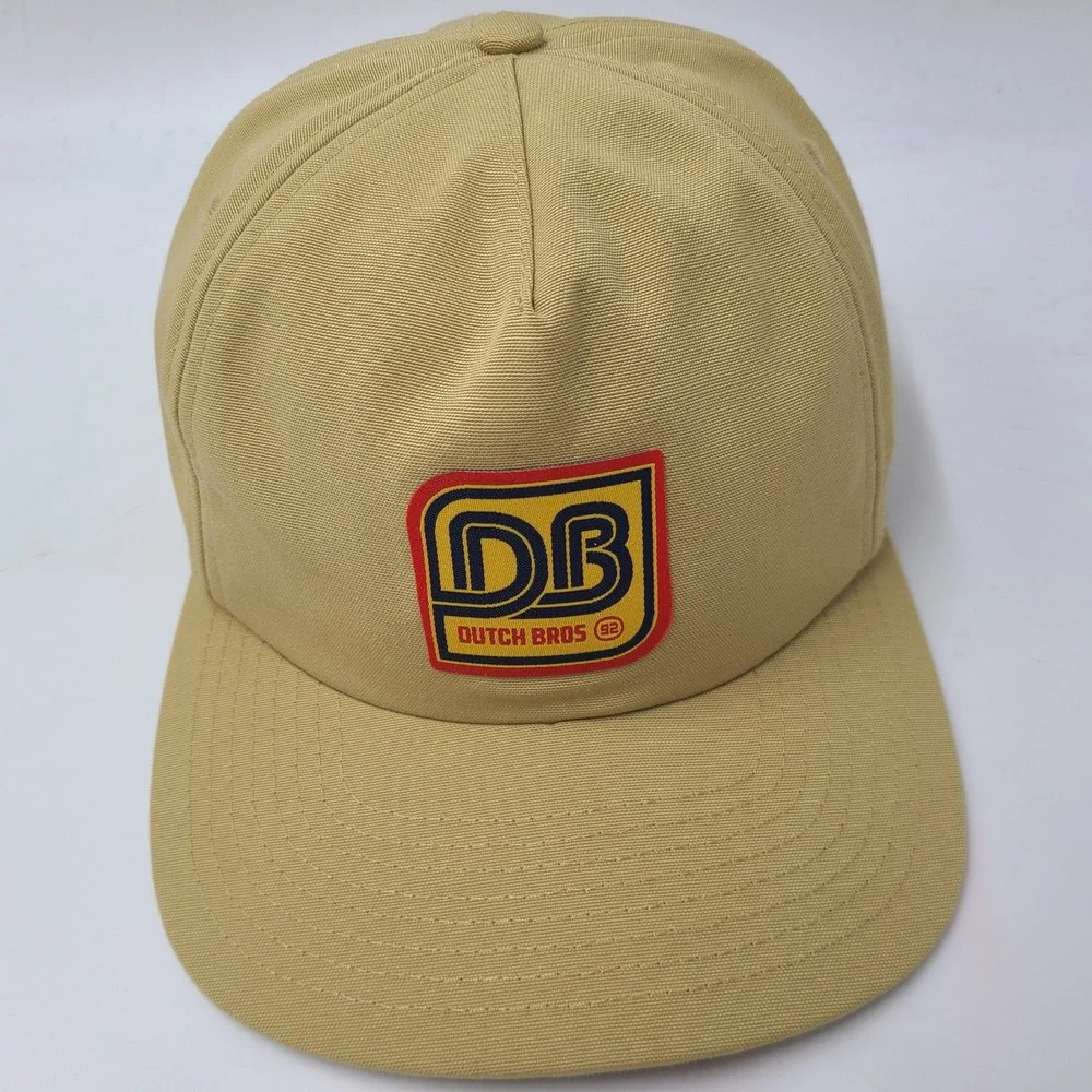 Dutch Bros Hat Snapback Gold Yellow Red Logo Patch Coffee Casual Hipster Men