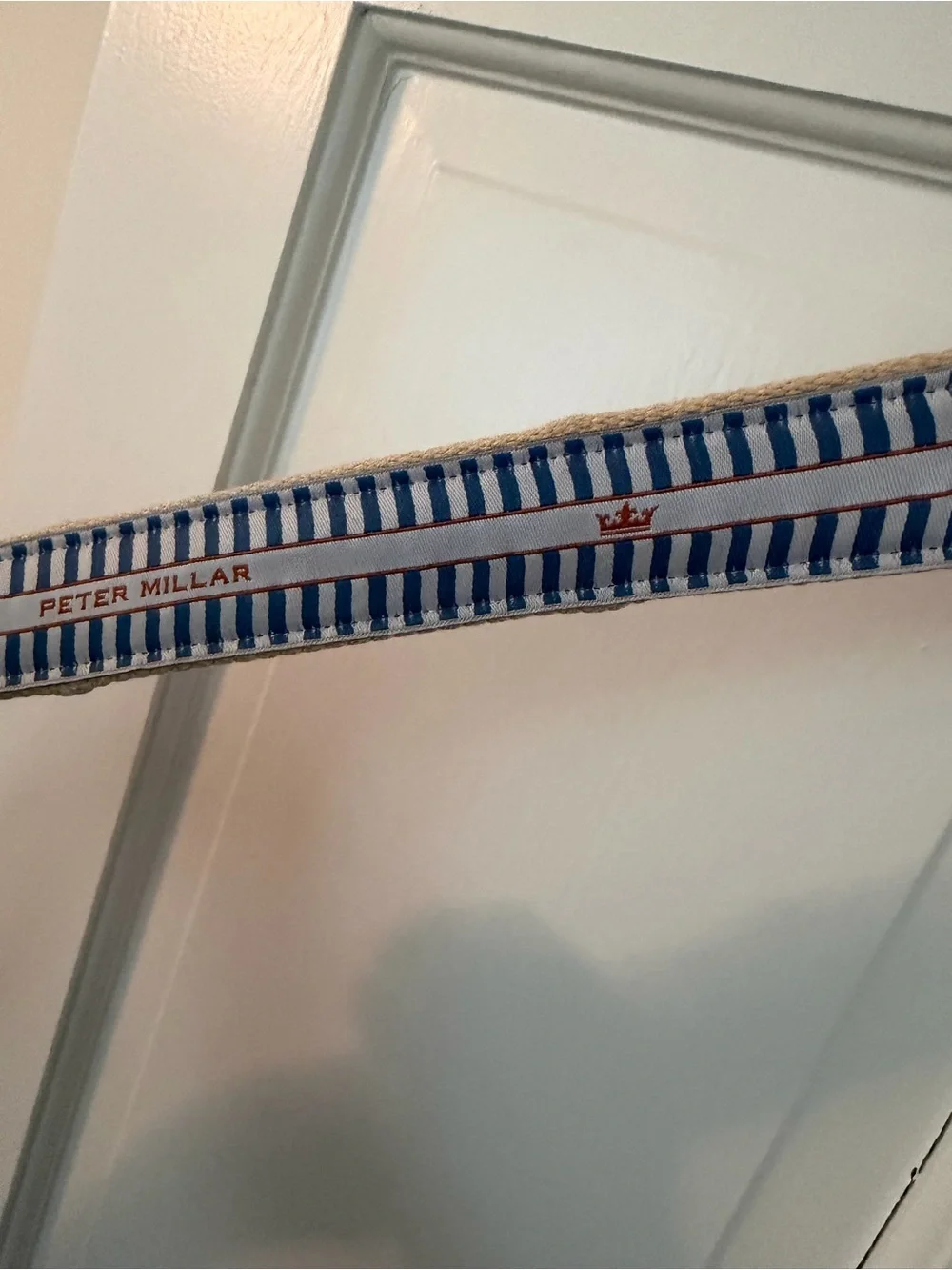 Peter Millar Beige Canvas Belt Furman University embroidered