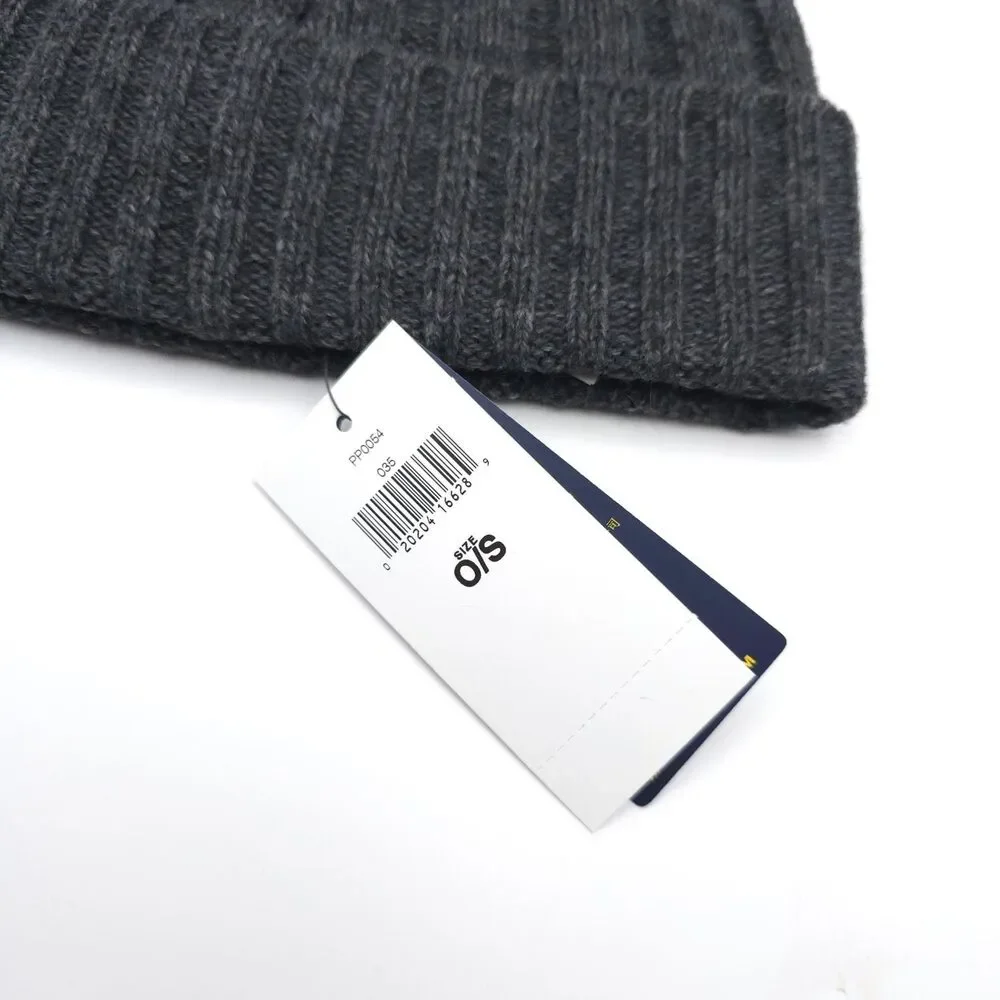 POLO‎ RALPH LAUREN New Gray Rib Knit Wool Blend Beanie Hat One Size