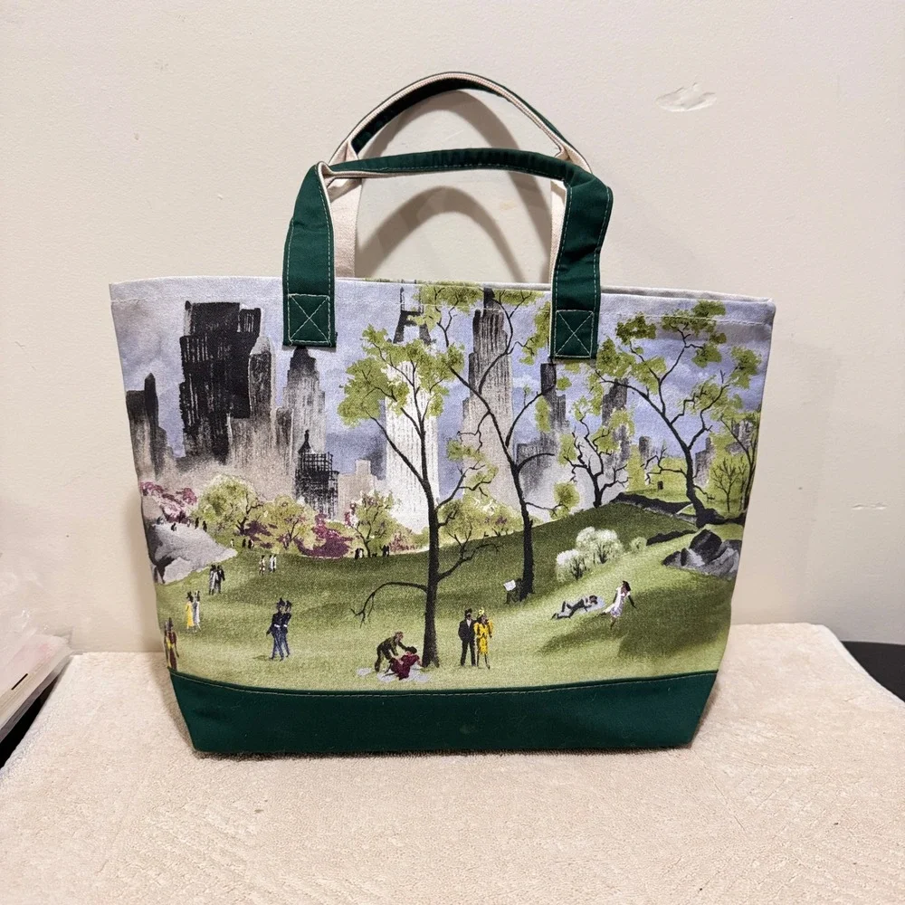 Central Park New York City Scenic Canvas Tote Bag Green Large USA 17x11.5