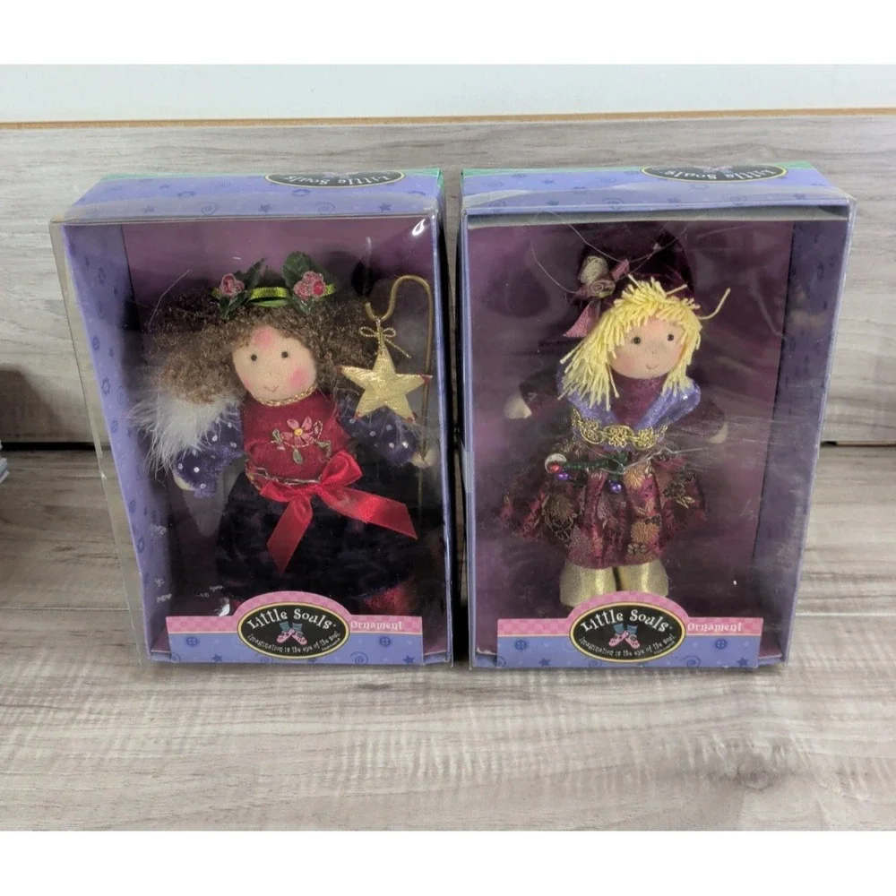 Little Souls Inc Ornament Doll  year 2004 Holiday Decoration Lot of 2