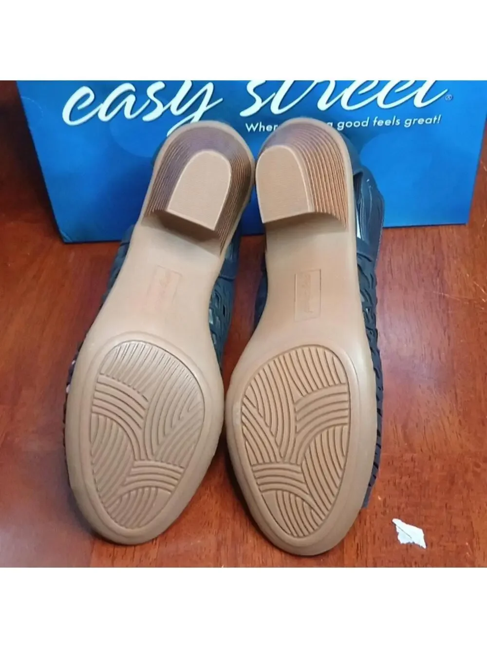 EASY STREET WOMEN’S SUNRISE SA HEEL SANDAL NAVY SIZE 8W
