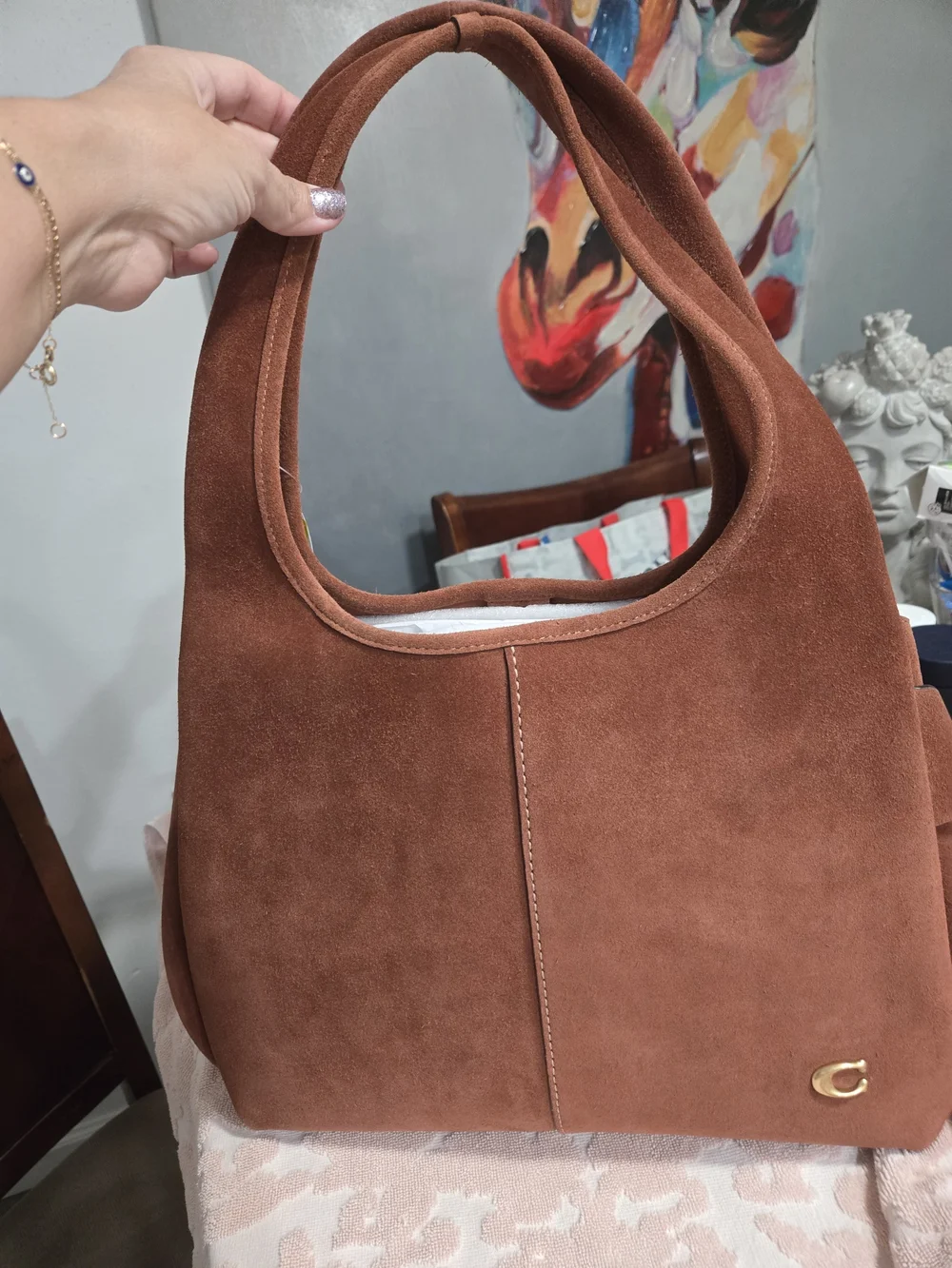 Coach Lana In Suede Color Clay NWT