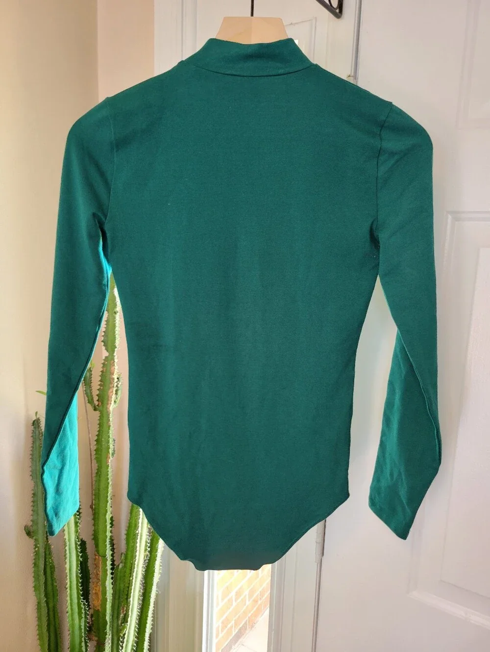 NWT J. Crew Green Mock Neck Thick‎ Stretchy Bodysuit, Size Womens XS NEW