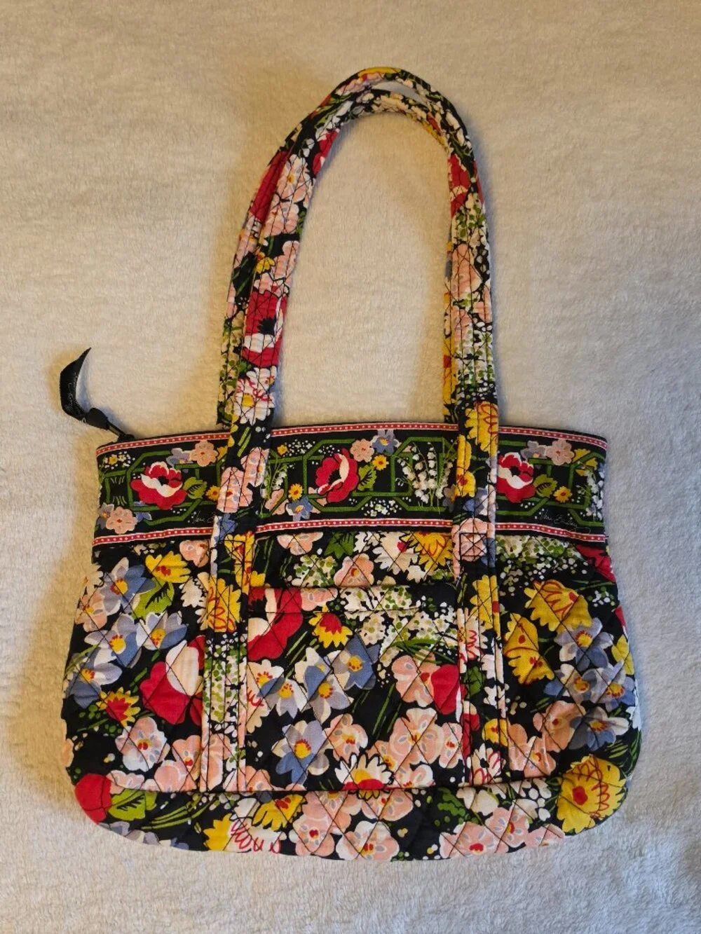 VERA BRADLEY Poppy Fields Quilted Shoulder Tote Bag Purse Vintage Cottagecore