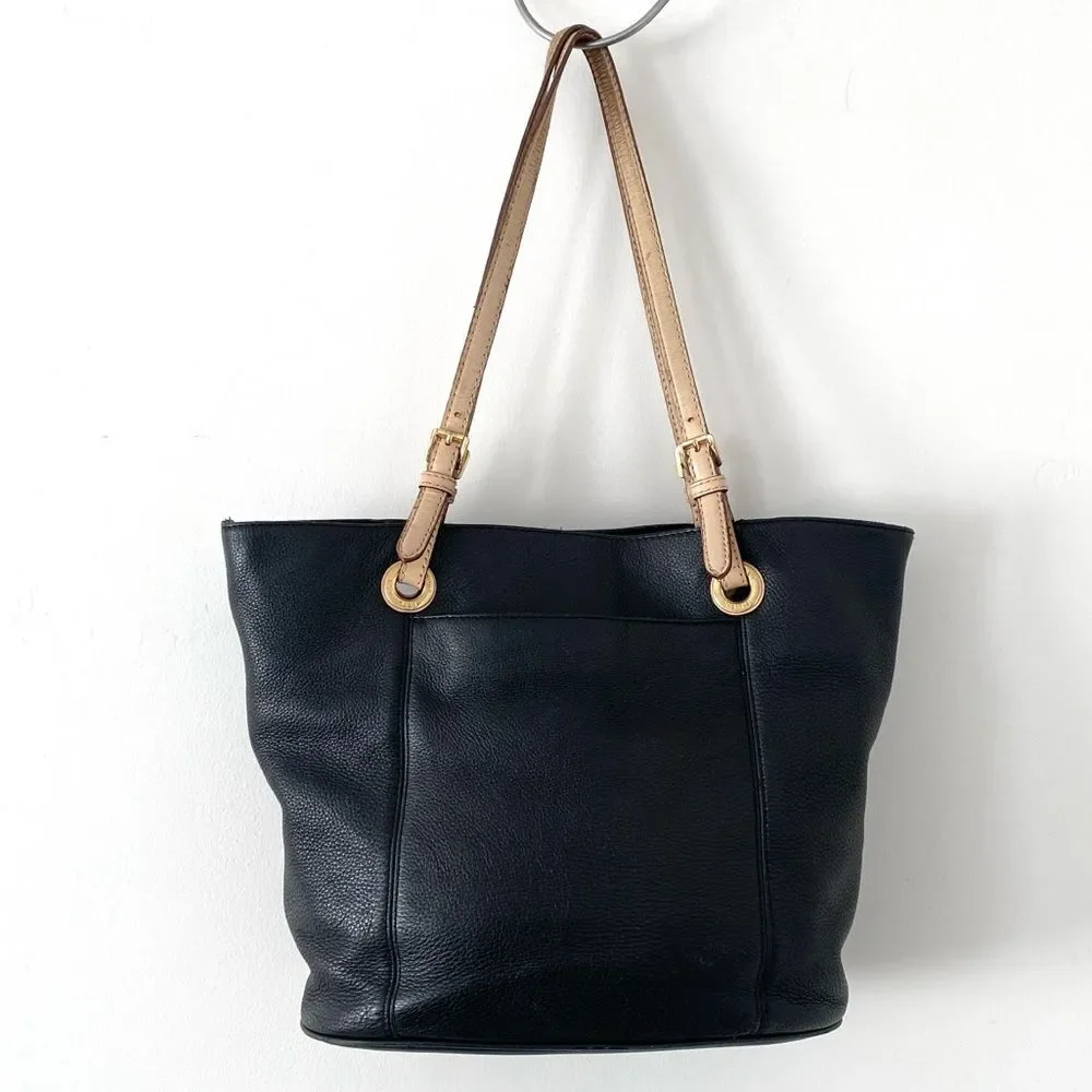Michael Kors Black Pebbled Leather Tote Bag Large Roomy Travel Work Shopping