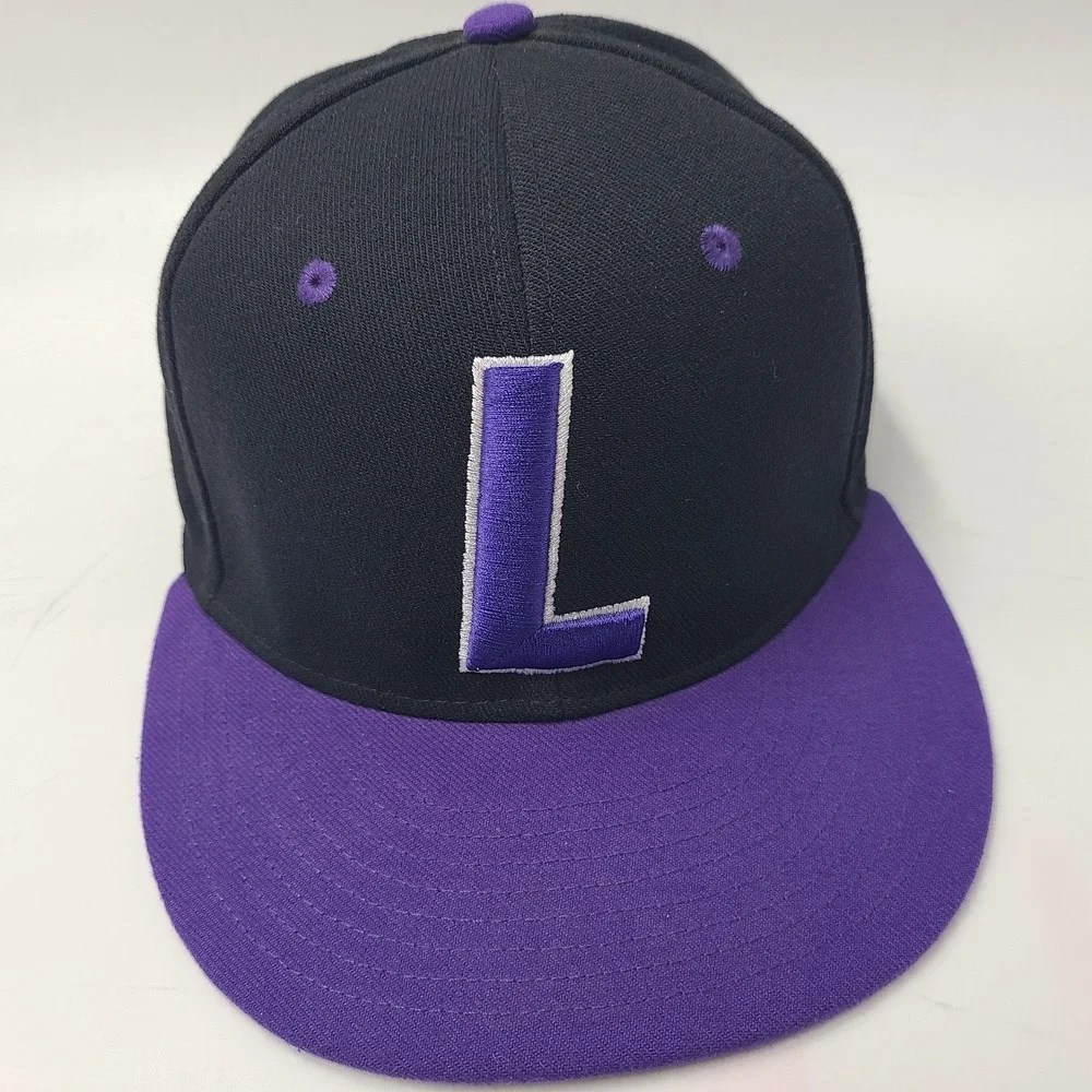 Adidas Hat Fitted L-XL Black Purple‎ Lions L Logo Flat Brim Baseball Casual Men