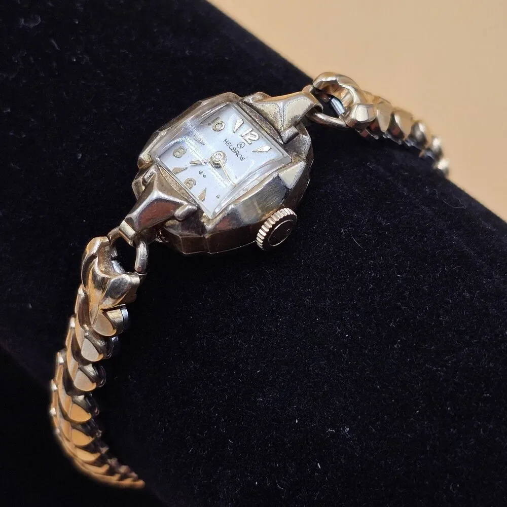 Vintage 17 Jewel Helbros 10K Gold RGP Womens Wrist Watch Germany Needs Repair
