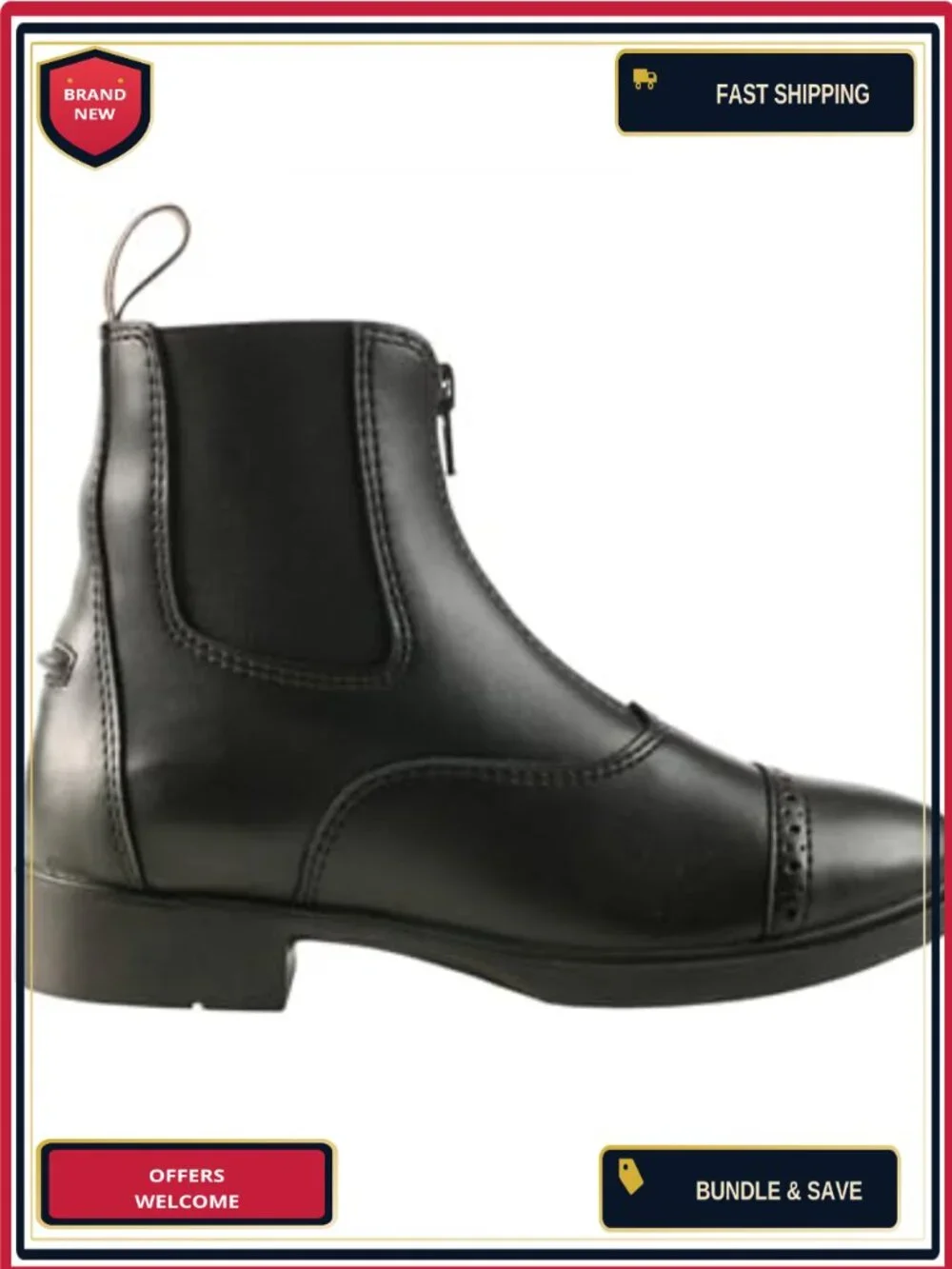 Womens Paddock Boots Faux Leather Zip Equestrian Riding Ankle Boots