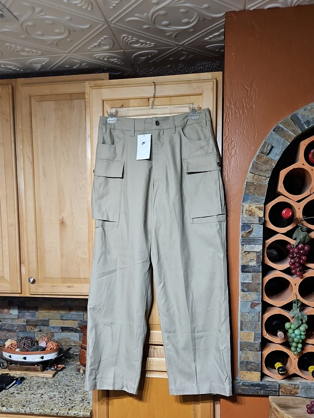 Nike Life Cargo Pants Trousers Straight Leg Baggy Khaki Tan NWT