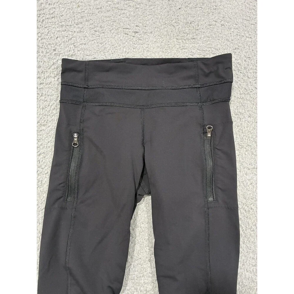 Lululemon Leggings Womens 4 Black Ankle Zip Pocket Running Yoga Tight Athletic