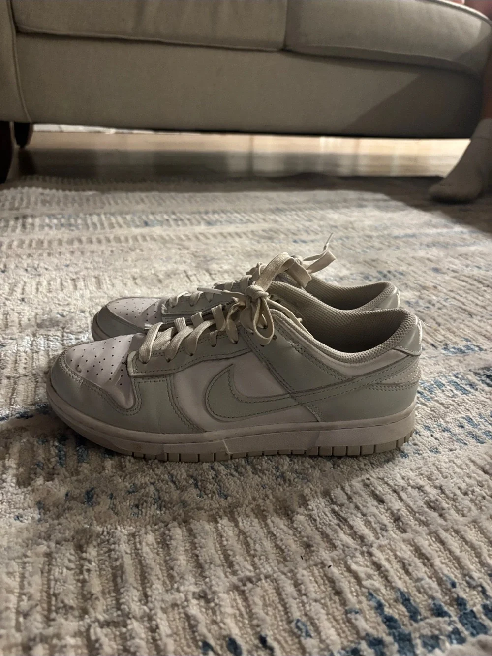 Nike Men’s Low-Top Sneakers in Light Gray and White