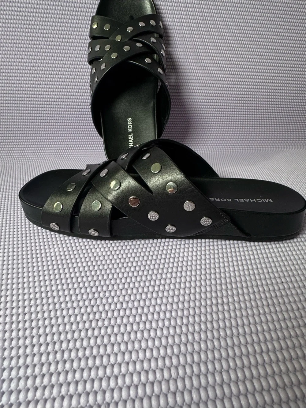 Michael Kors Irene Studded Leather Flat Sandal