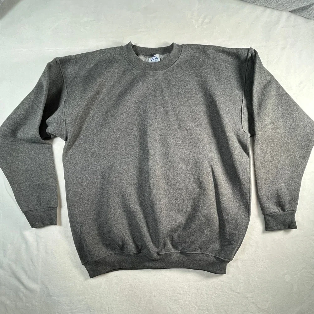 VTG Alstyle Apparel Mens XL Heavyweight Sweatshirt Gray Cotton Blend Pullover