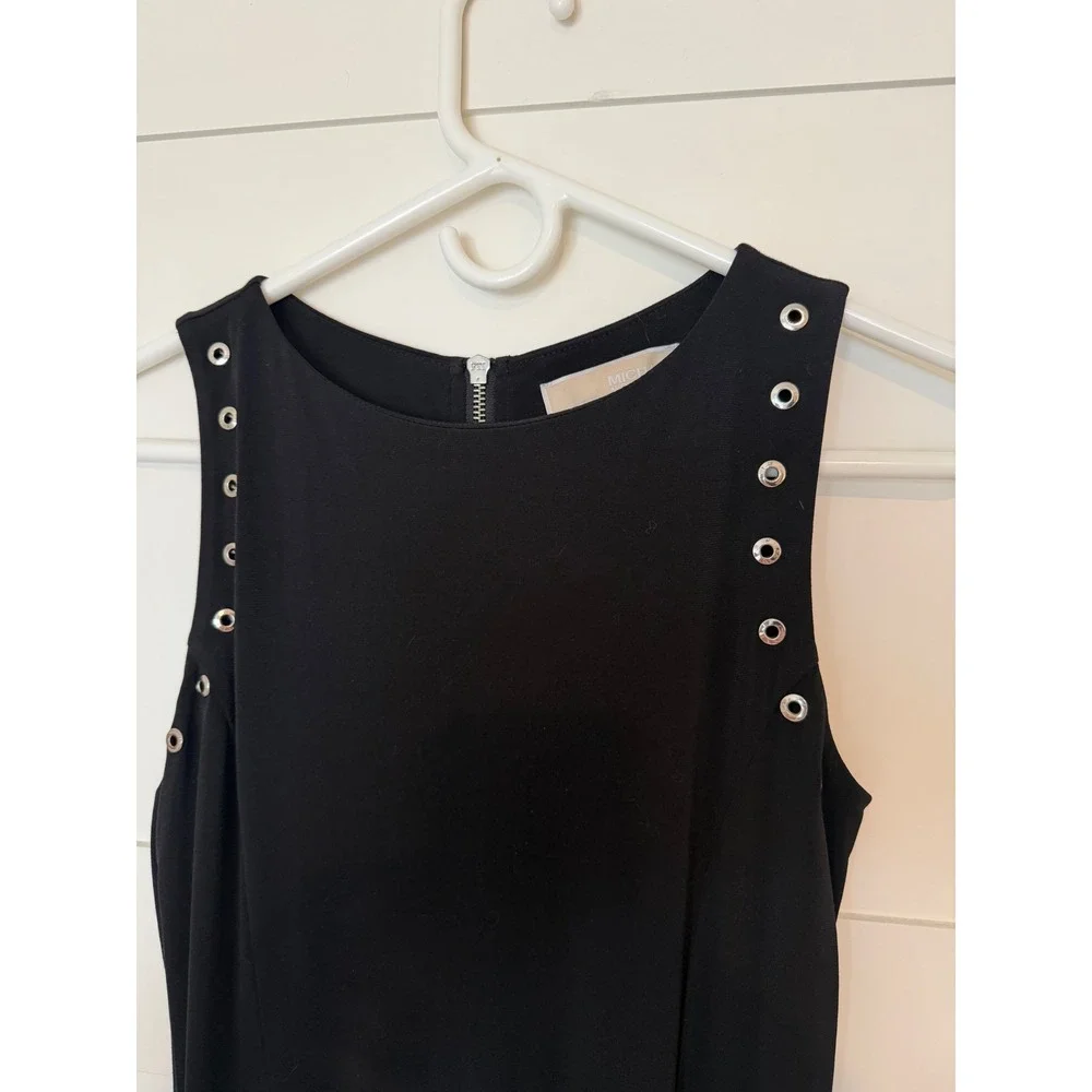 Michael Kors Black Jersey Grommet Maxi Dress Stretch Slim Fit Edgy Sleeveless S