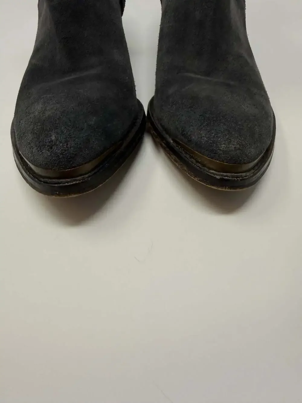 Klub Nico grey Weathered Suede Stacked Heel Booties tie back sz 10