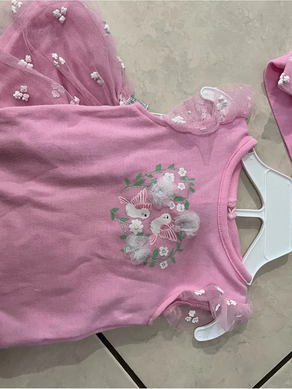 Baby Starters Pink Floral & Bird Girls Matching Set