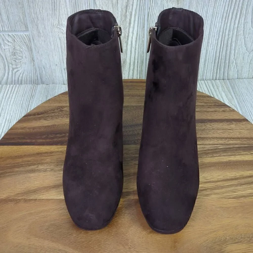 Bandolino Womens Size 8 Colleen 2 Suede Ankle Boots Booties Brown Burgundy Zips