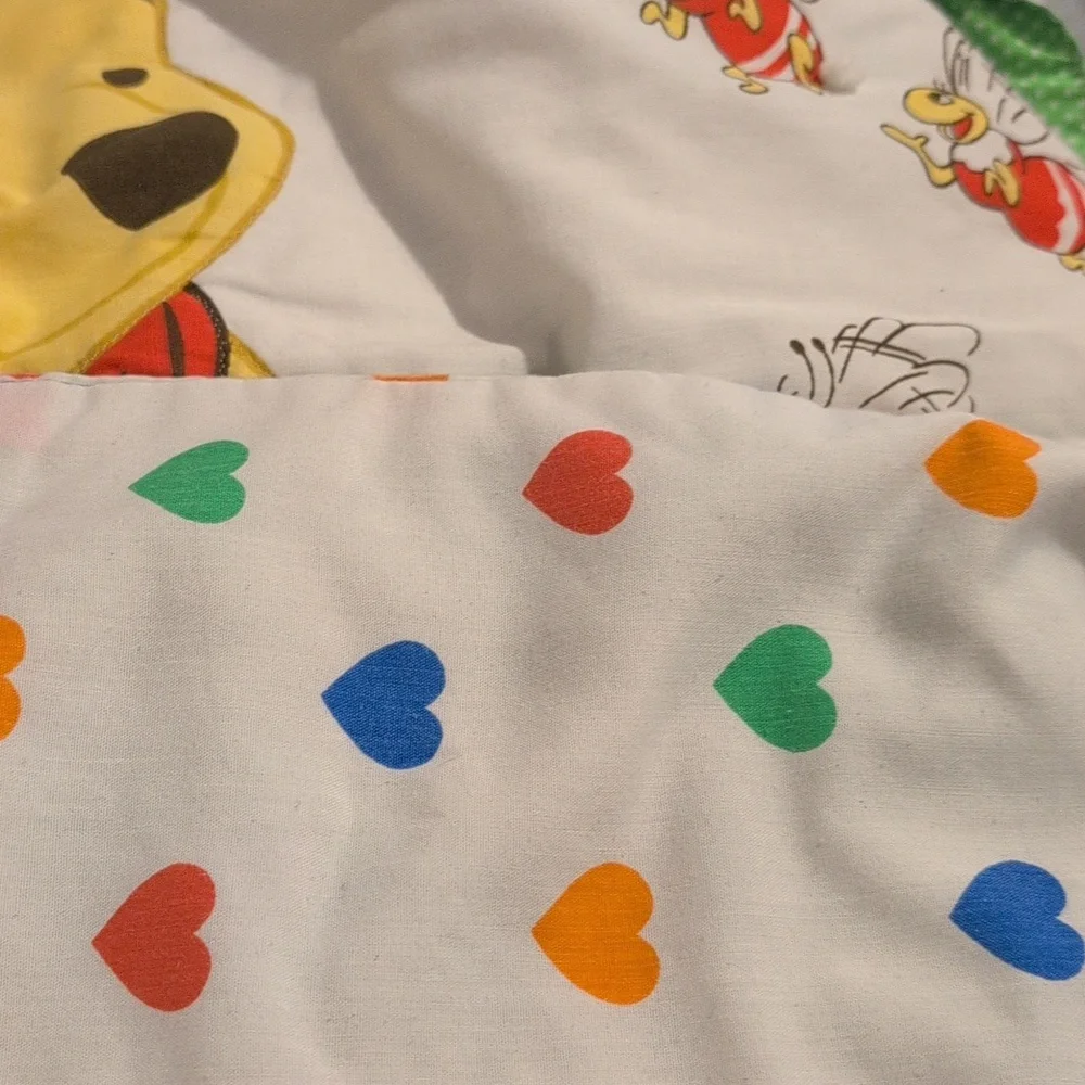 Vintage Winnie the‎ Pooh Baby Crib Blanket Quilt Green Kids Bedding