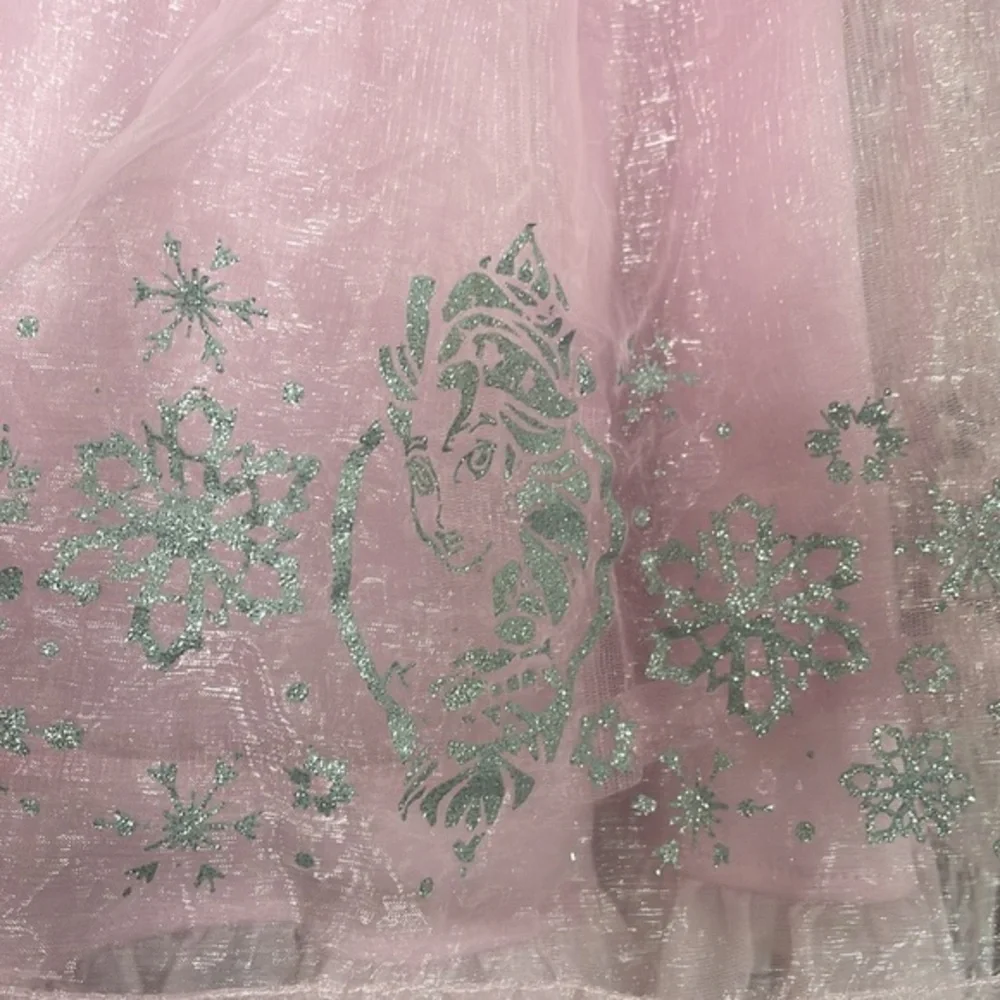 Kids Pink Sparkle Snowflake Tulle Skirt Frozen Inspired Costume Dress Up‎