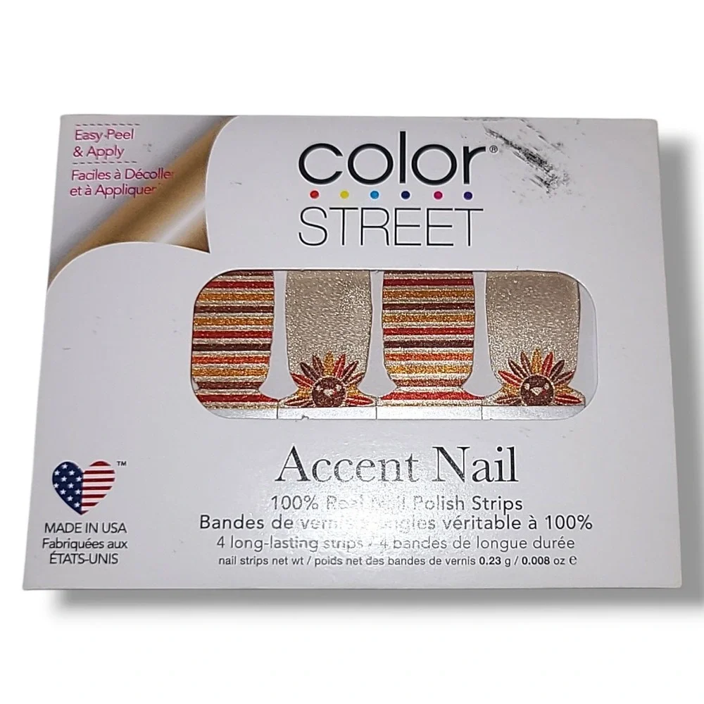Color Street Turkey Trot Accent Nail Polish Strips NOS Autumn Thanksgiving USA‎