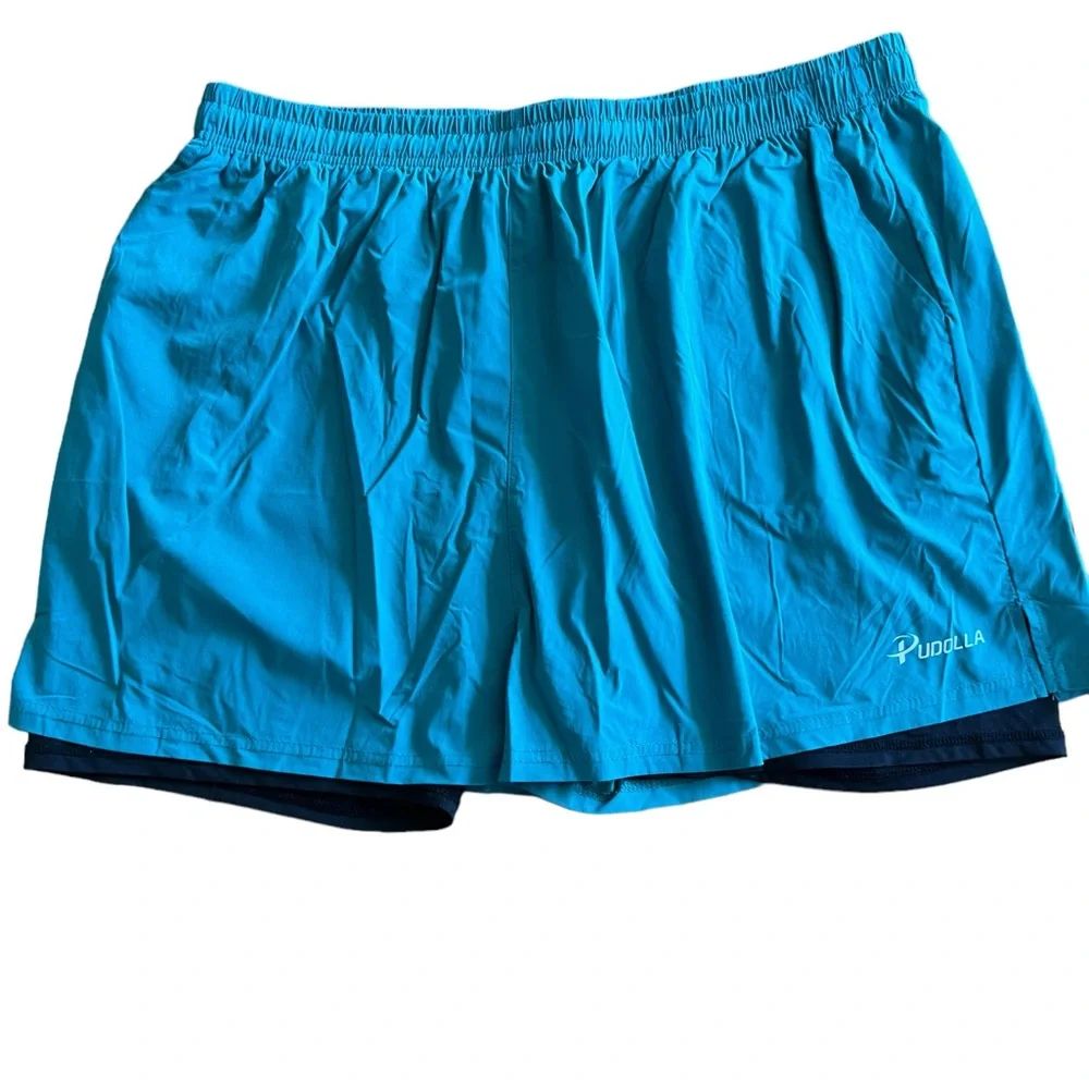 Pudolla Mens Shorts green & Black Running Workout Lined Drawstring Active XXL‎