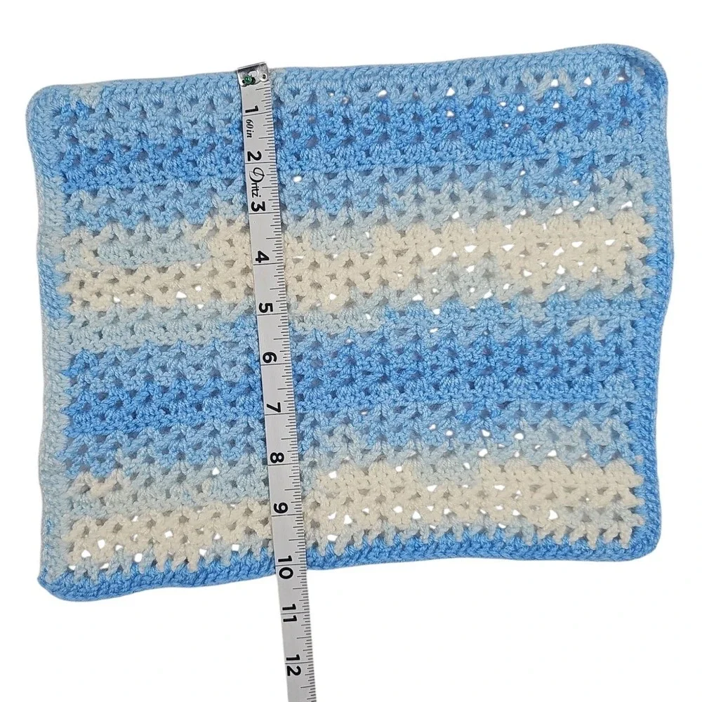 Handmade‎ Crochet Baby Blanket Set Chevron Pink Blue White