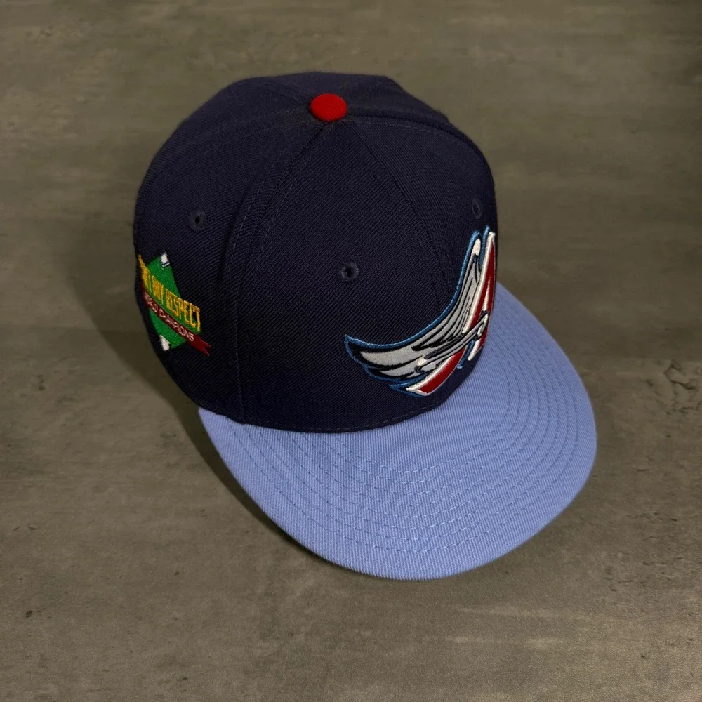 New Era‎ Anaheim Angels Hat 7 Navy Cant Buy Respect Ghetto Cherub Fitted MLB Cap