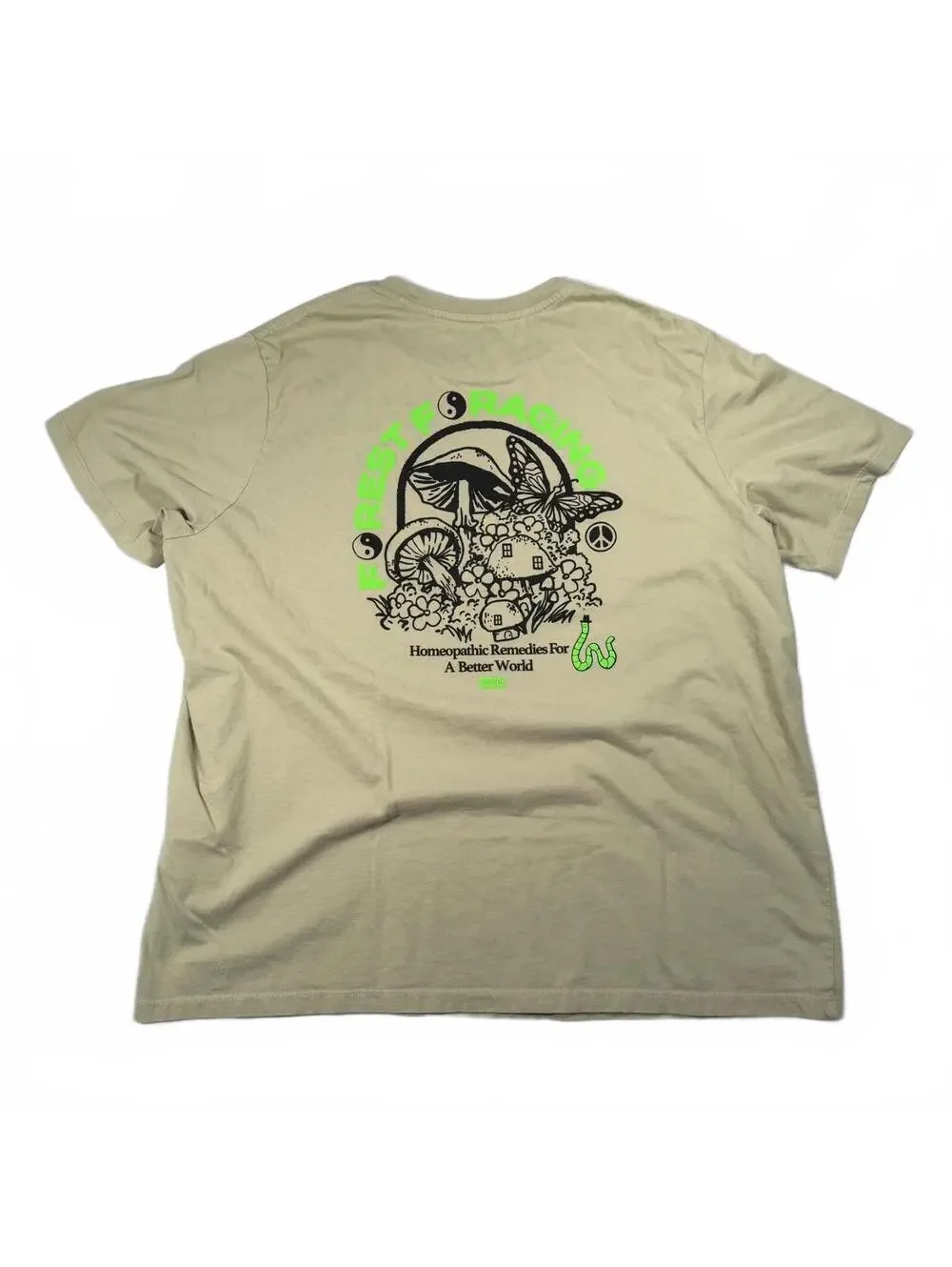 Levi's Mens XXL Sage Green Forest Foraging Graphic Tee Mushroom Worm Print