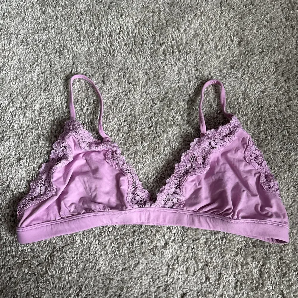 Skims Women’s Pink Lace Bralette Size XL
