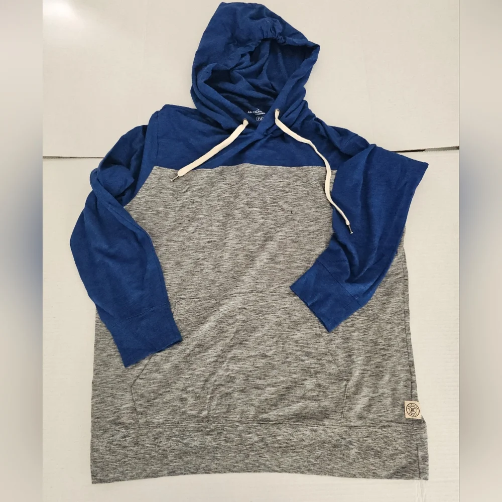 Men's American eagle flex colorblock hoodie sweater Blue Grey
