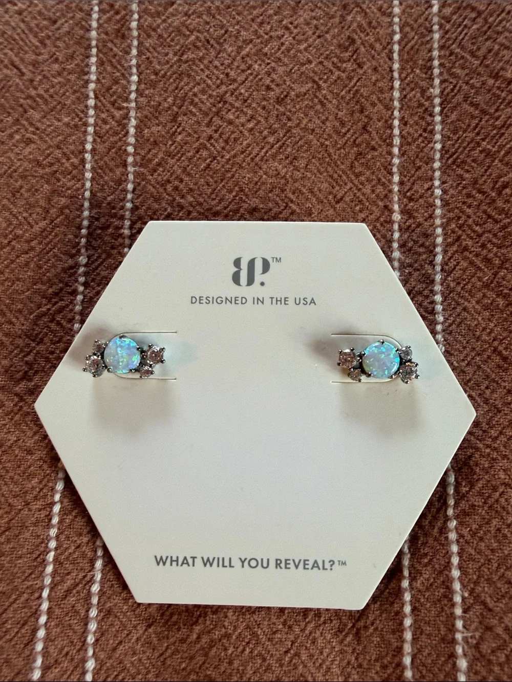 bp Iridescent Blue Opal Cluster Stud Earrings