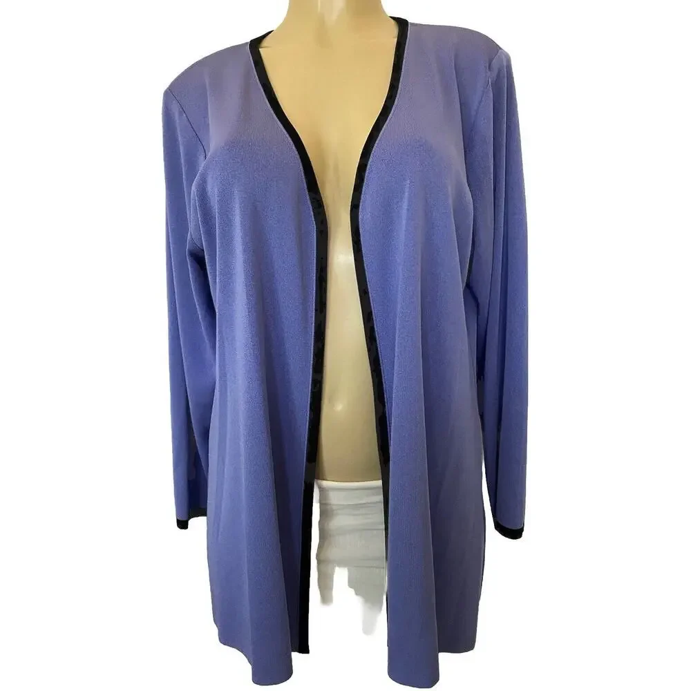 Exclusively Misook Lavender Purple Jacket Cardigan Sweater Long Sleeve O…