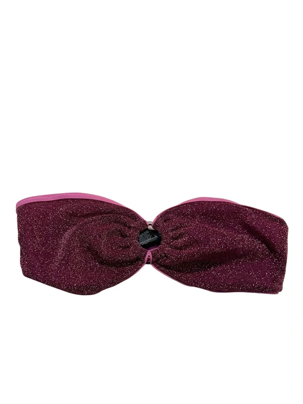 Asos Design Women's Size 10 Bandeau Bikini Top Magenta Pink Purple Sparkle Ring