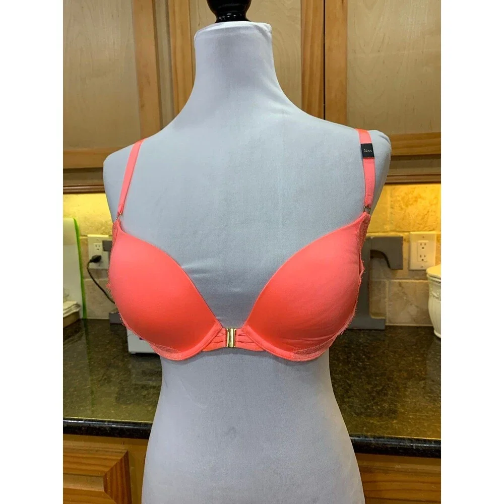 Victoria’s Secret Very Sexy Push-Up Front Closure Bra 32DD Bright Orange NWT
