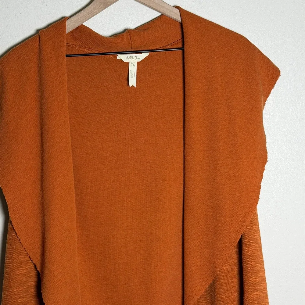 Matilda Jane Womens 88% Cotton Vest S Orange Draped Open Front Raw Hem 24810T