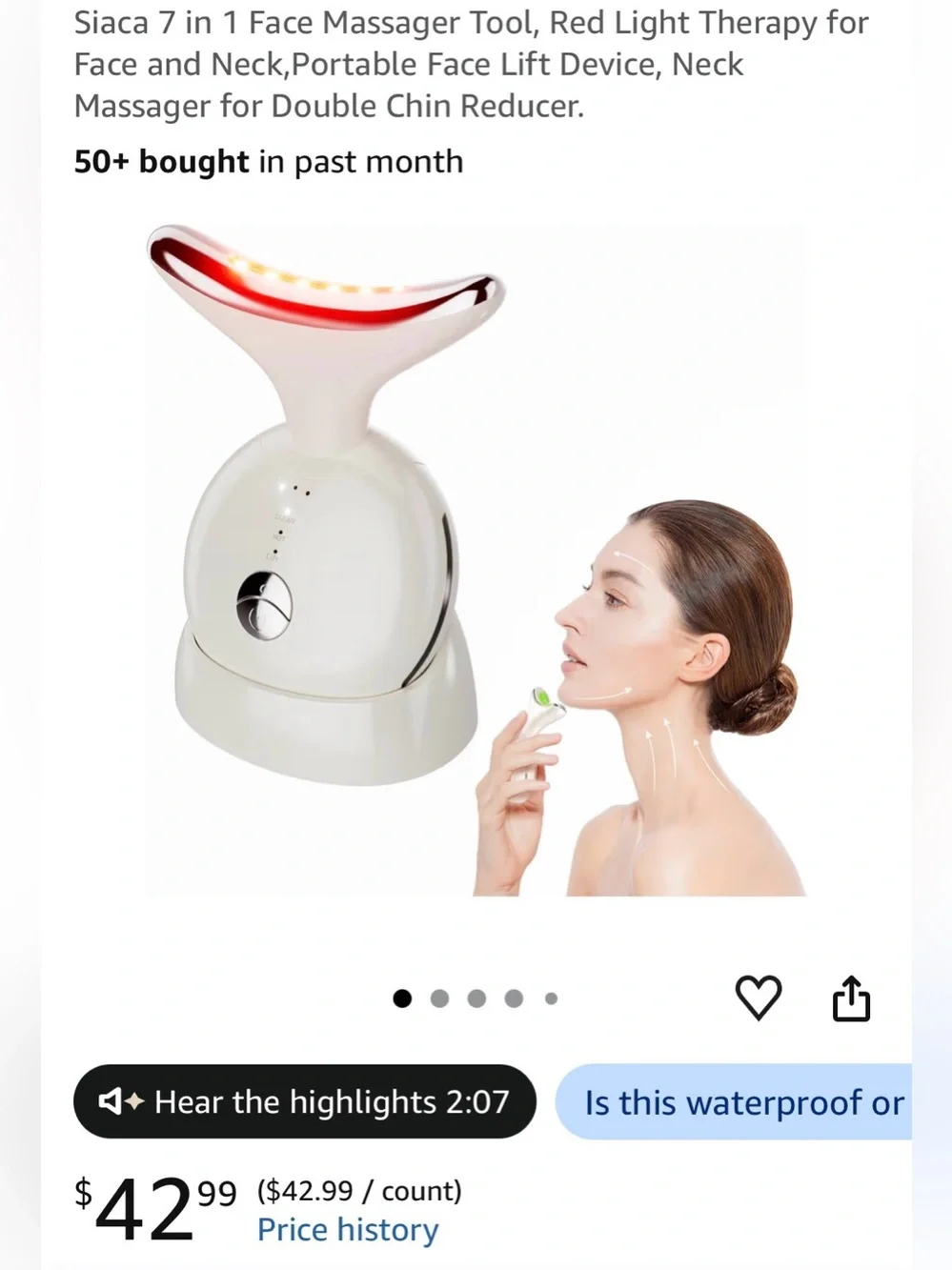 Red light therapy face and neck massager