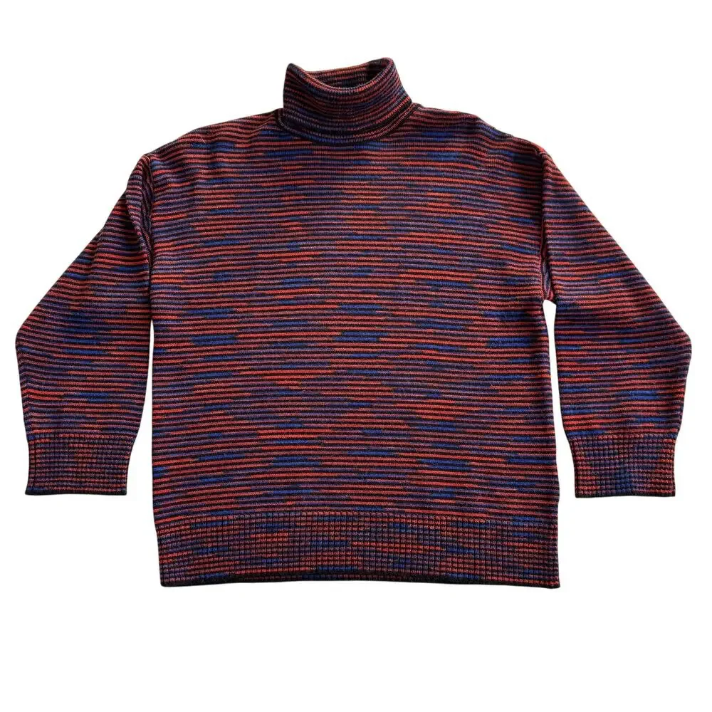 Missoni Oversized 100% Virgin Wool Striped Turtleneck Sweater EUC Sz Small $595