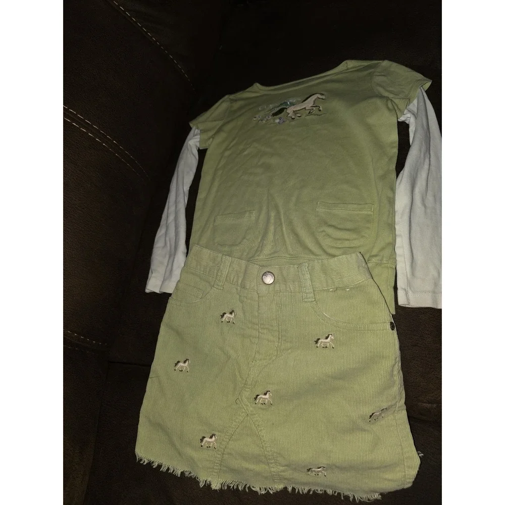 Gymboree cowgirls at heart horse top size 7 cord skort size 6