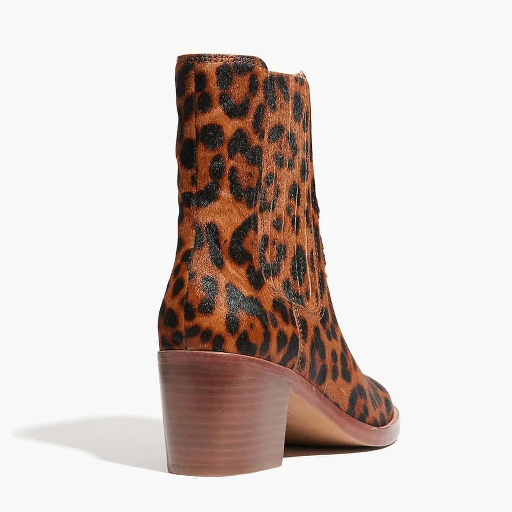 Madewell The Autumn High Chelsea Boot in Leopard Calf Hair- New