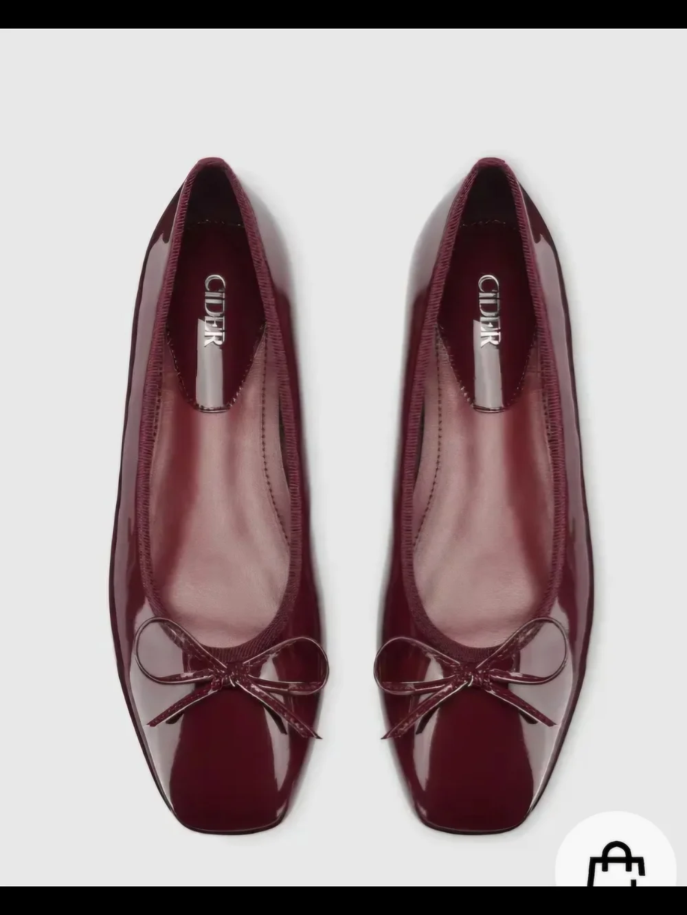 Wine Square Toe Flats With Bow Detail. Adorable Shoe With Patent Finish.