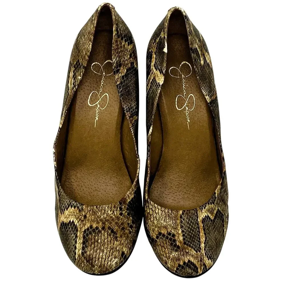 JESSICA SIMPSON Brown Snakeskin Pumps 4