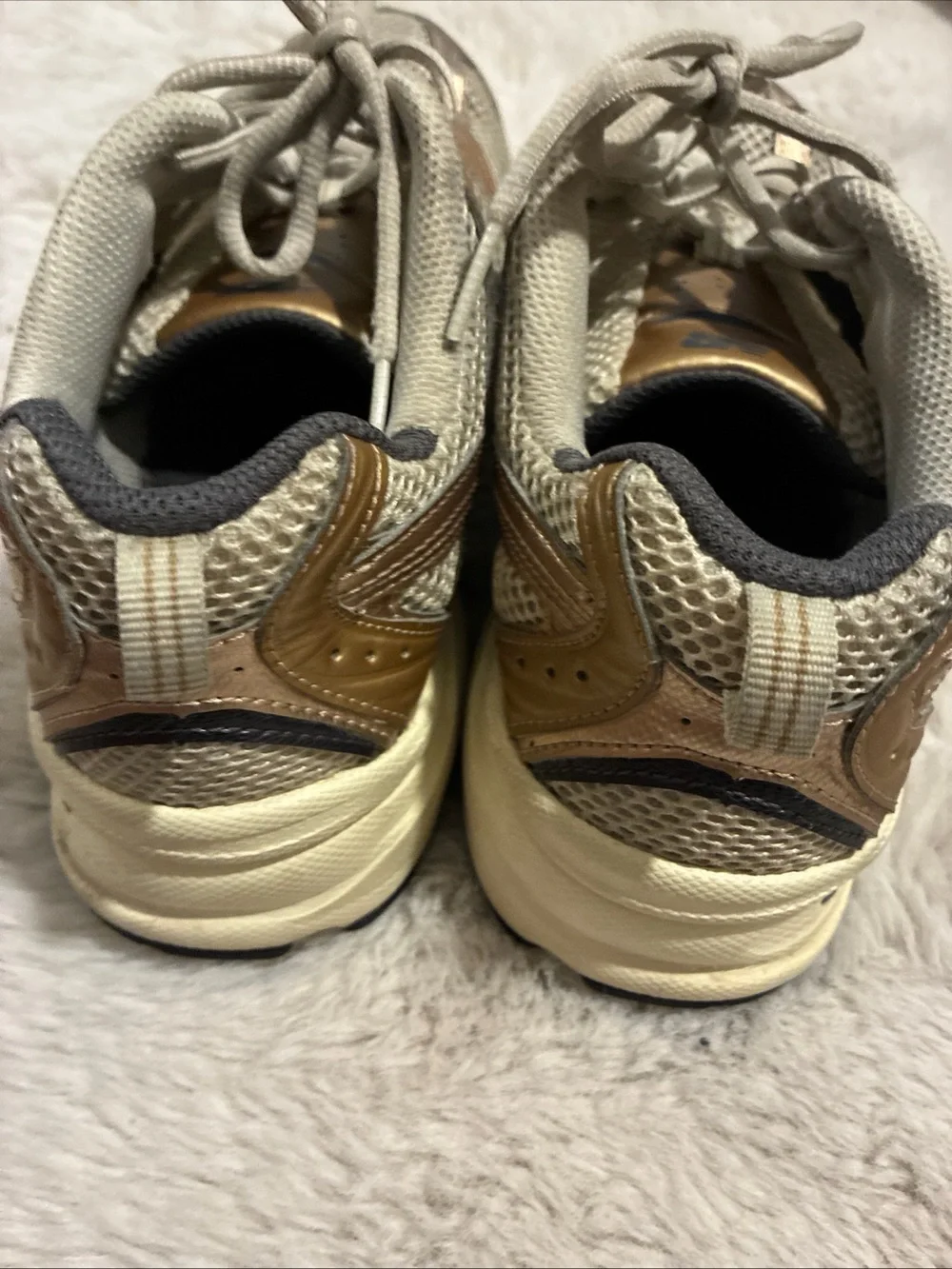 New Balance Women's Rose Gold and Gray Athletic Sneakers