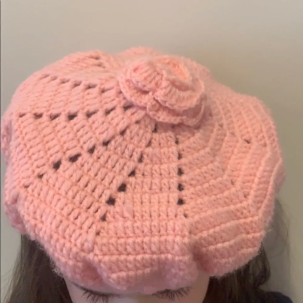 Handmade pink flower hat