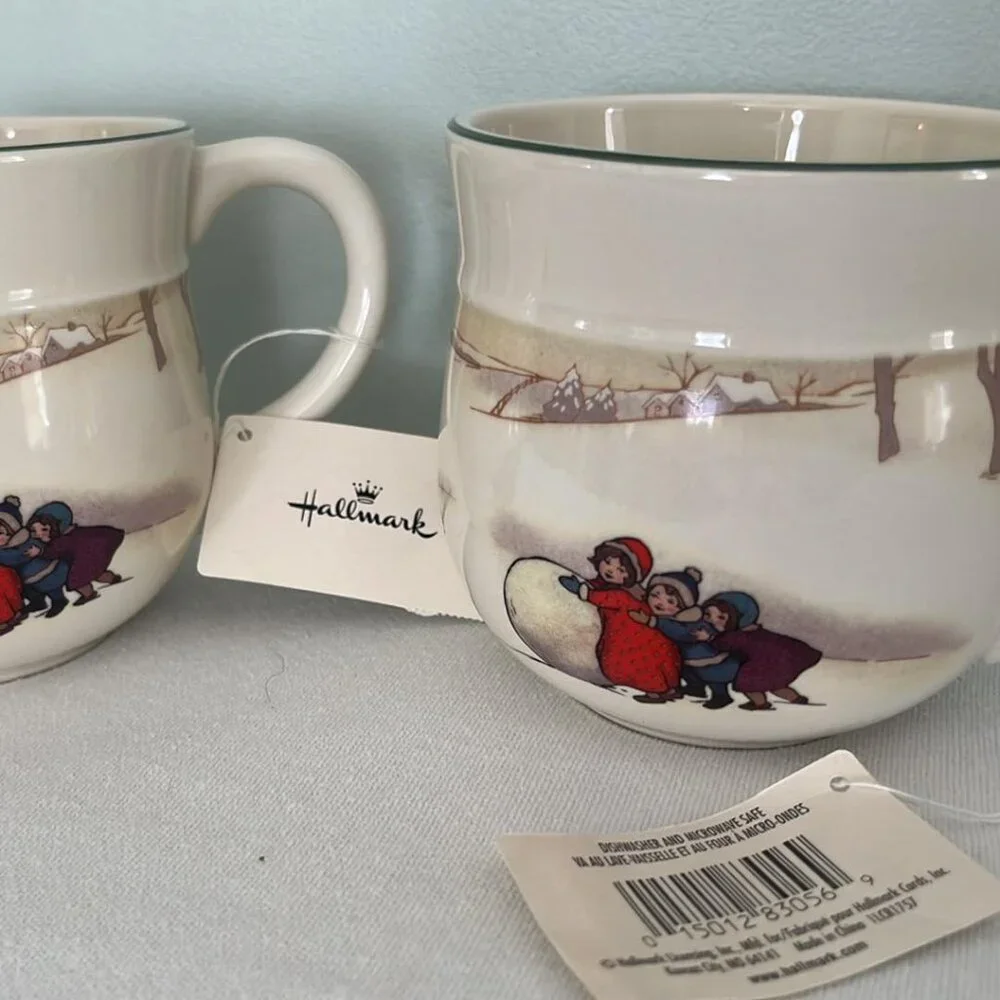 Hallmark Christmas Victorian Children 16 oz Mug  Set of 2 Hot Cocoa Hot Tea Coff