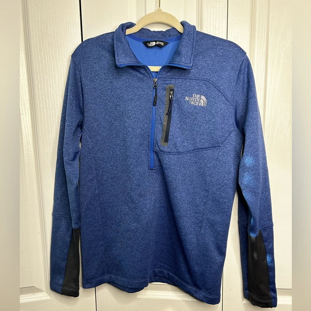 North Face Mens Small Blue 1/2 Zip Fleece‎ Long Sleeve Running Outdoor Pullover