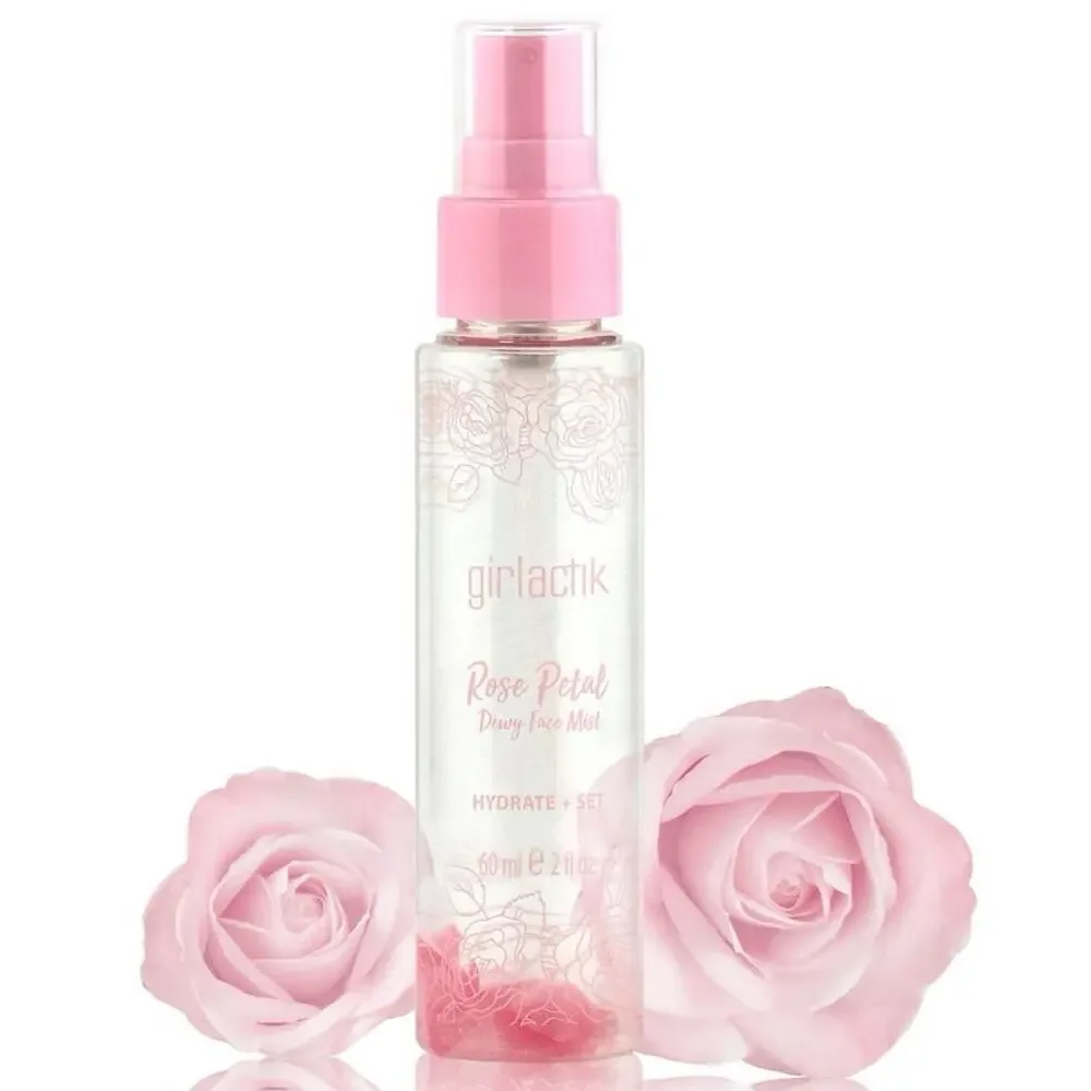 NEW Girlactik Rose Petal Dewy Face Mist Hydrating Makeup Setting‎ Spray Glowy