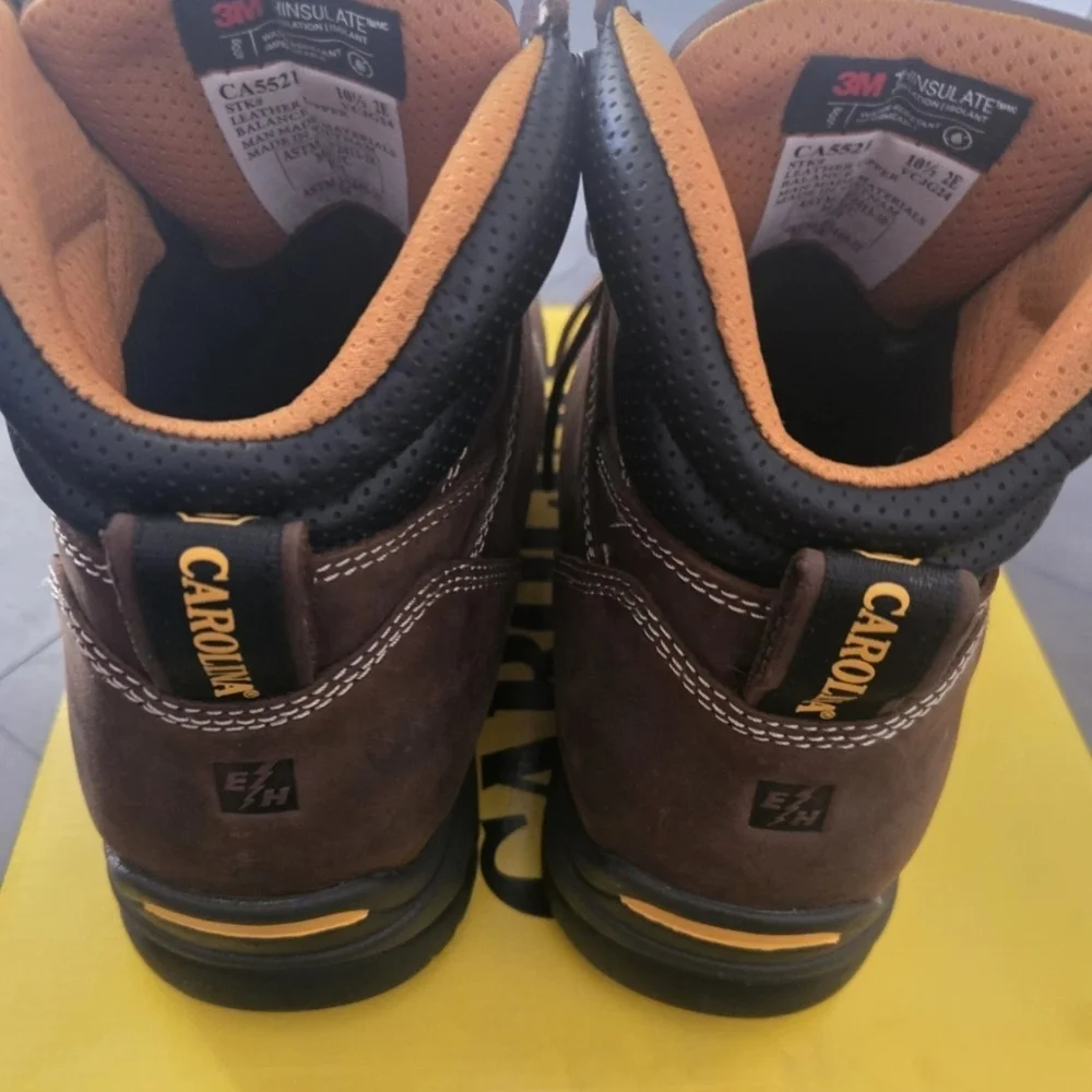 Carolina Waterproof Steel Toe Work Boots Brown Leather Lace Up Mens