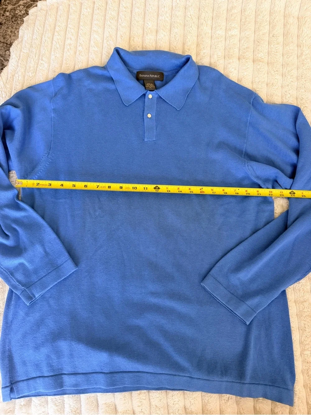 Banana Republic Men's Long-Sleeve Polo in Sky Blue